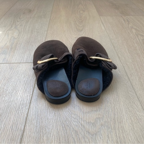 Rag and Bone Ansley Sherling Slide- Dark Truffle Suede - Picture 6 of 9